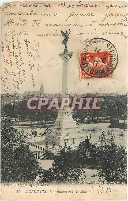 CPA Bordeaux Monument des Girondins 