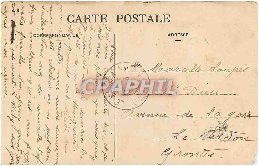 CPA Bordeaux Monument des Girondins  — Verso