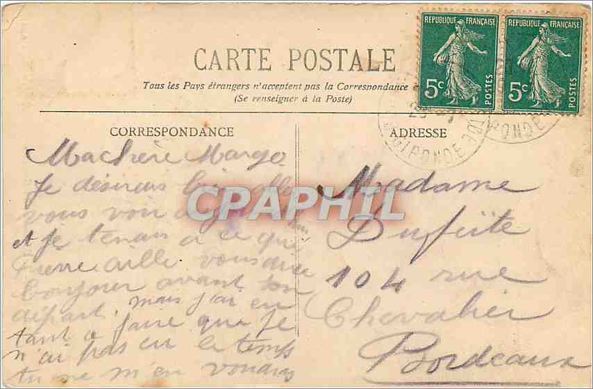 CPA Bordeaux Monument des Girondins Cote Nord  — Verso