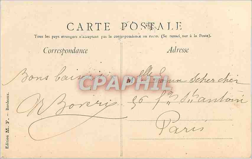 CPA Bordeaux la Porte du Palais  — Rückseite