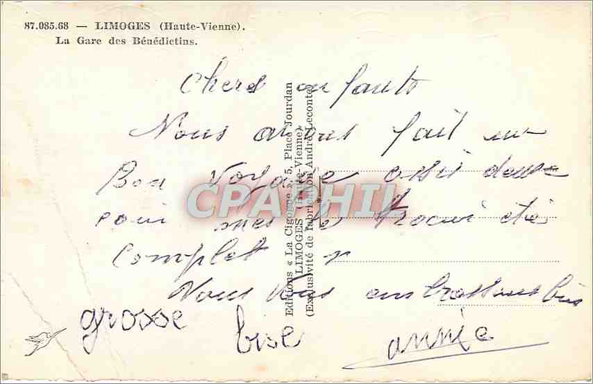 CPM Limoges Haute Vienne la Gare des Benedietins  — Rückseite