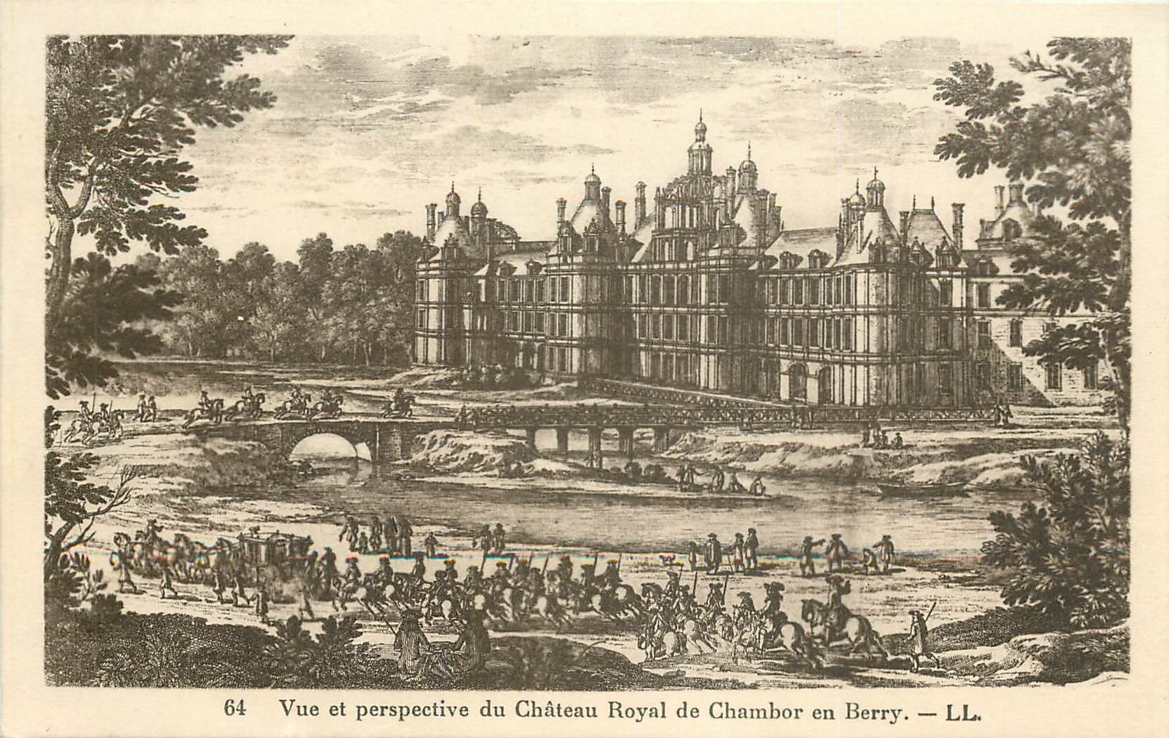 CPA Vue er perspective du Chateau Royal de Chambor en Berry 