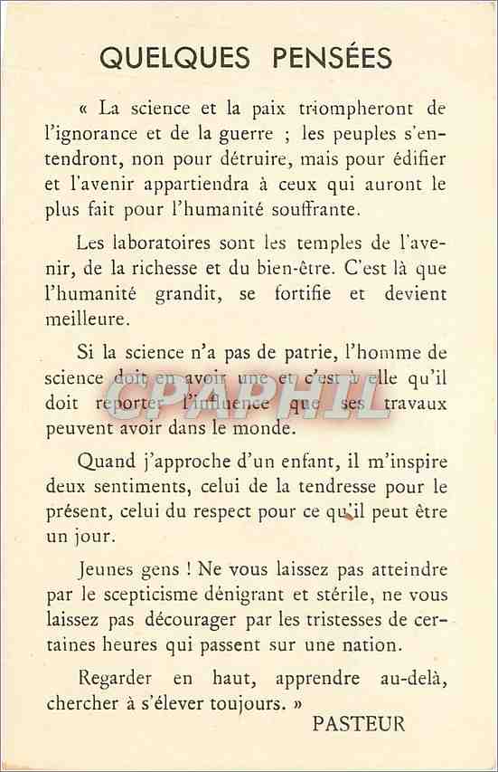 CPA Quelques pensees Pasteur