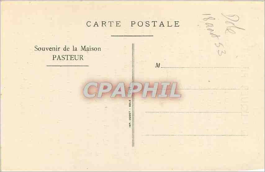CPA Quelques pensees Pasteur — Rückseite