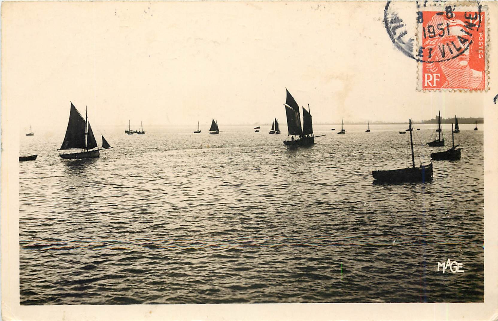 CPA Cancale I et V la derniere Bisquine depart pour la Peche Bateaux