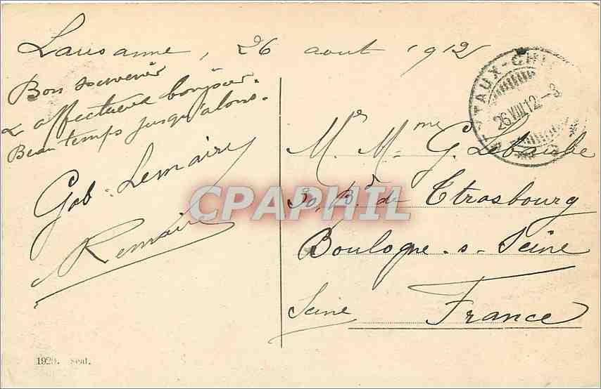 CPA Lausanne et les Alpes de Savoie  — Rückseite