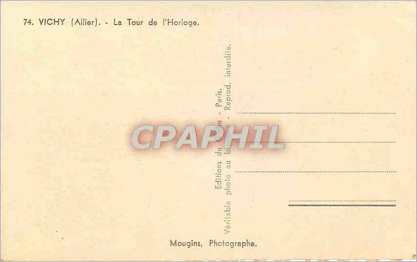 CPM Vichy Allier la tour de l'Horloge  — Rückseite
