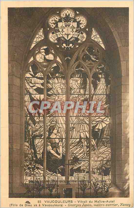CPA Vaucouleurs Vitrail du Maitre Autel fille de Dieu va a Vaucouleurs 