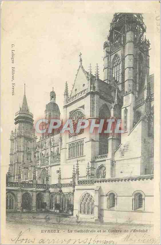 CPA Evreux la cathedrale et le cloitre de l'Eveche 