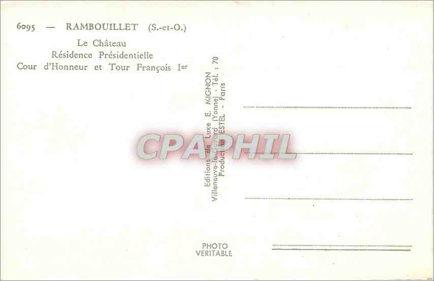 CPA Rambouillet S et O le chateau residence presidentielle cour d'Honneur et Tour Francois Ier  — Rückseite