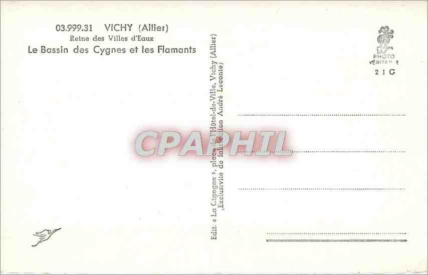 CPA Vichy le bassin des Cygnes et les flamants  — Rückseite