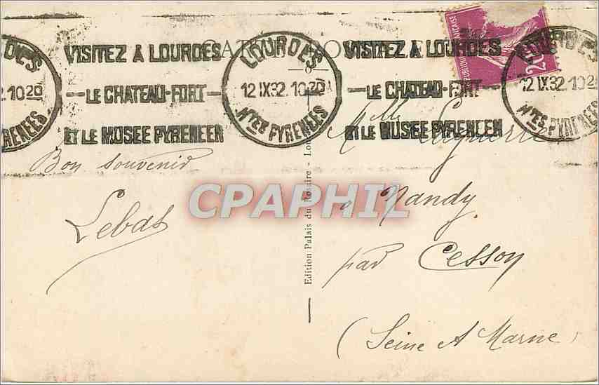 CPA Lourdes L'Apparition  — Verso