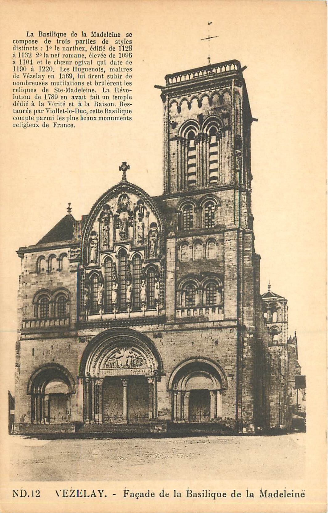 CPA Vezelay Facade de la Basilique de la Madeleine 