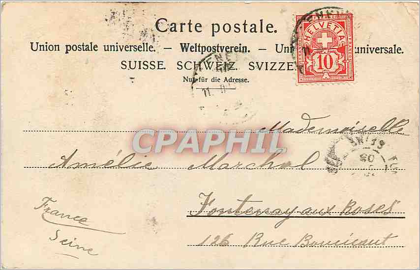 CPA Geneve Quai du Leman  — Verso