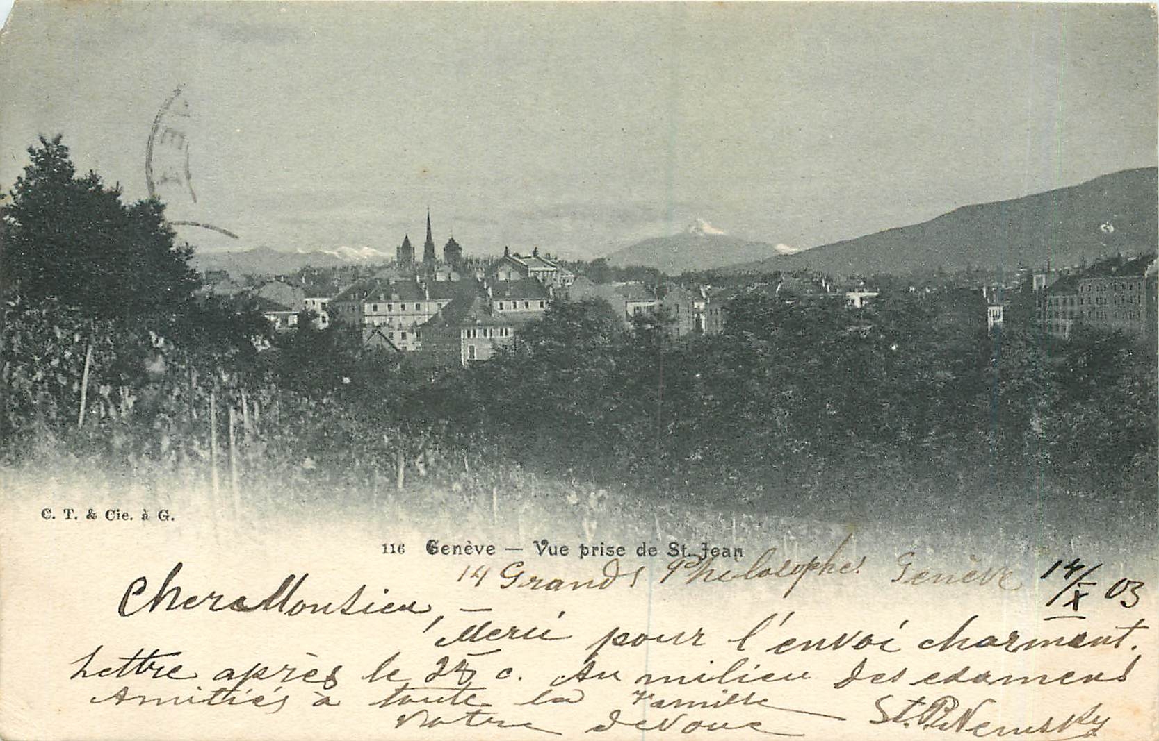 CPA Geneve vue prise de St Jean 