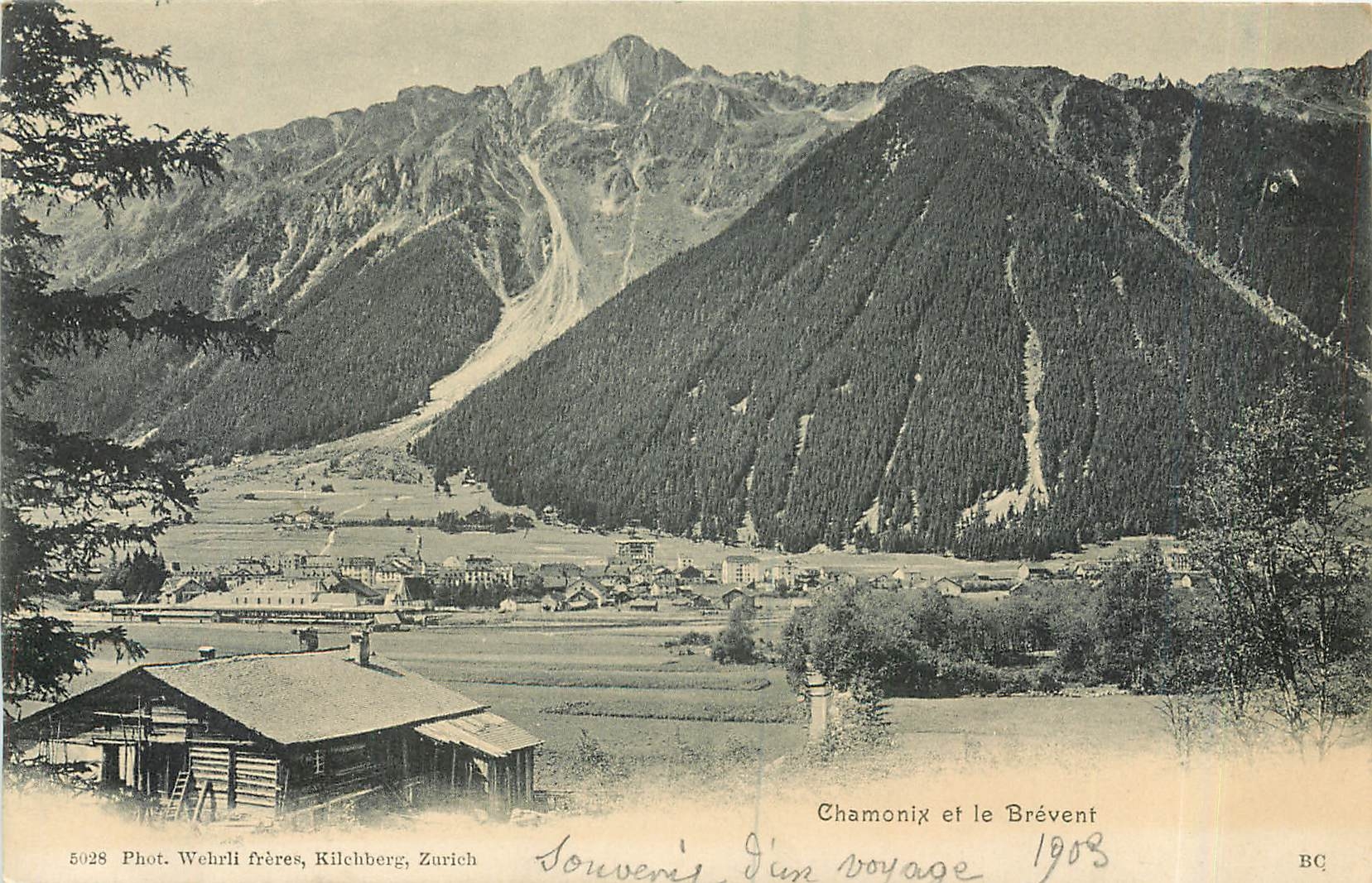 Chamonix et le Brévent — vue panoramique — Phot. Wehrli frères, Kilchberg, Zurich n°5028