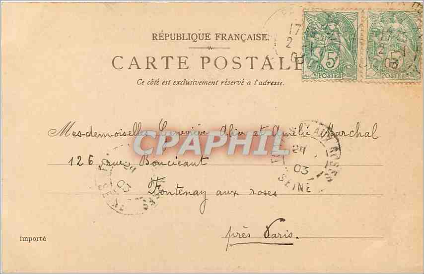 Parc du Petit Trianon — Queen Marie-Antoinette's Hamlet and Marlborough Tower — Publisher P. S. & D. Erika 1038 — Back