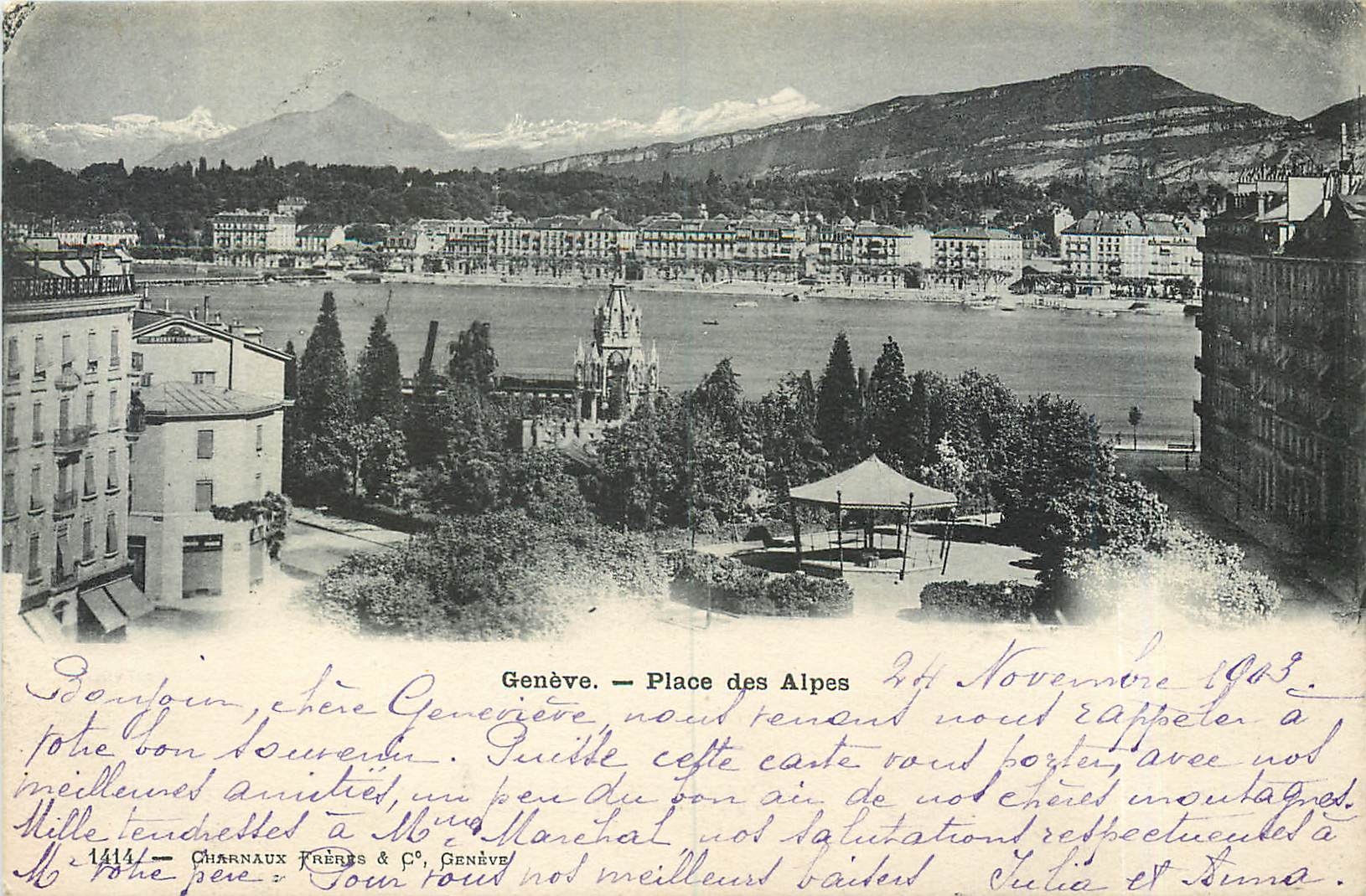 CPA Geneve place des Alpes 
