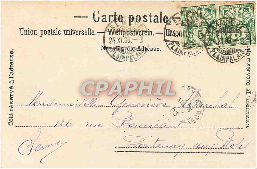 CPA Geneve place des Alpes  — Rückseite