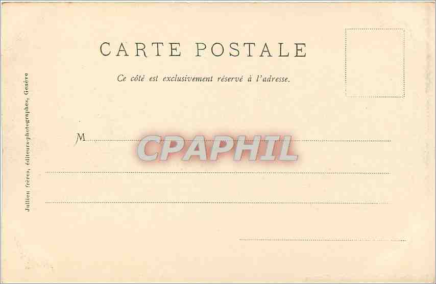 CPA Geneve Pont et Hotel des Bergues  — Verso