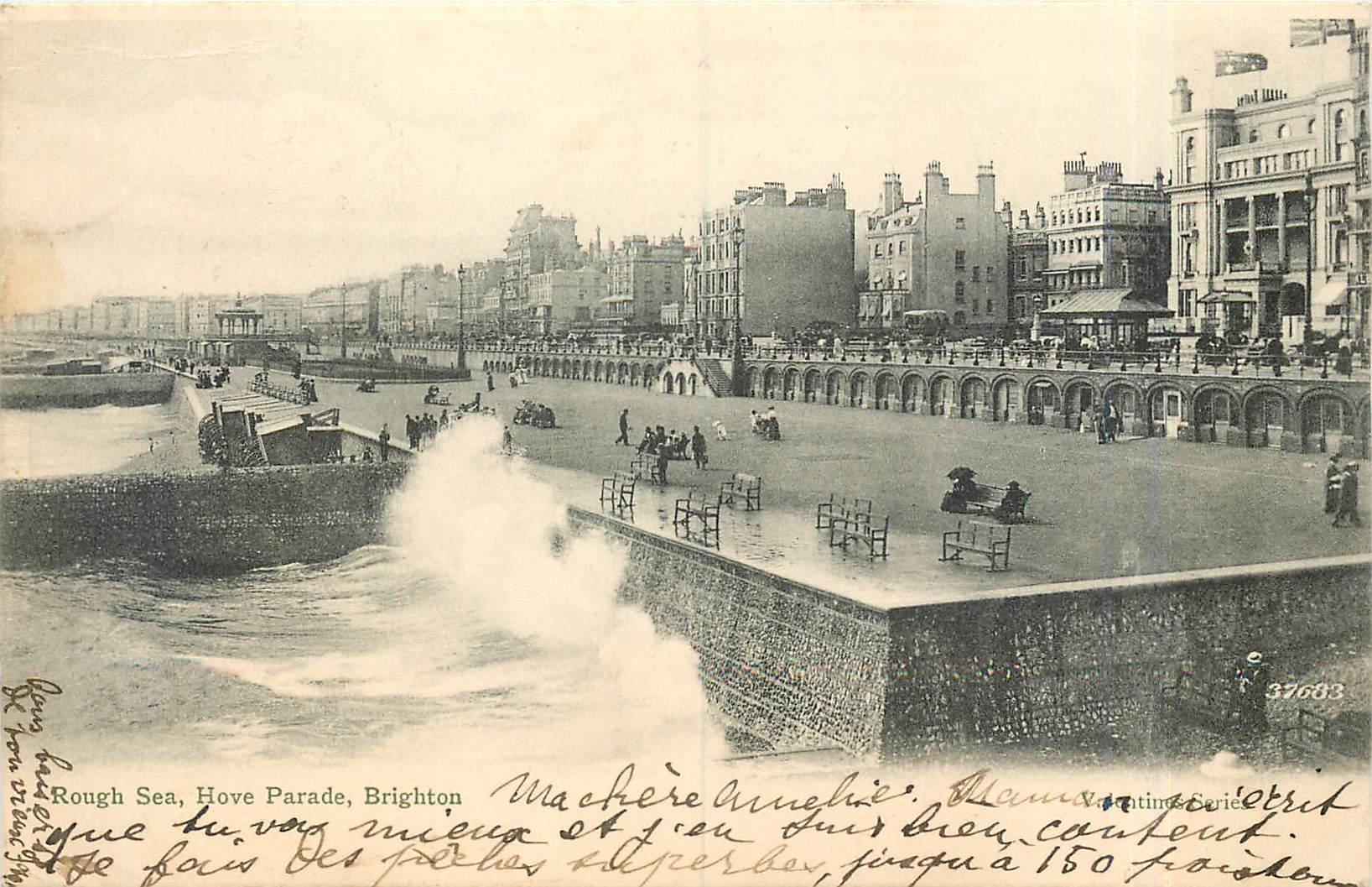 CPA Rough Sea Hove parade Brighton 