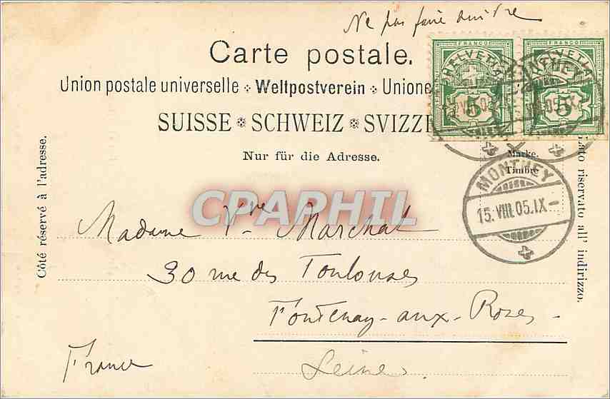 CPA Souvenir de Box et la dent du Midi — Back