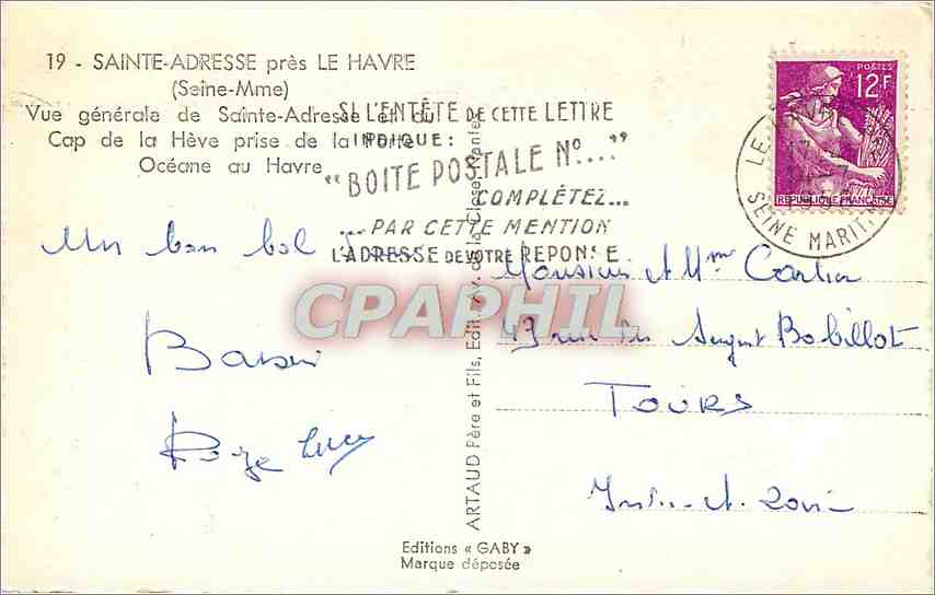 CPM Sainte Adresse pres le Havre Sainte Mme vue generale de Sainte dresse et du cap de la Heve prise — Rückseite