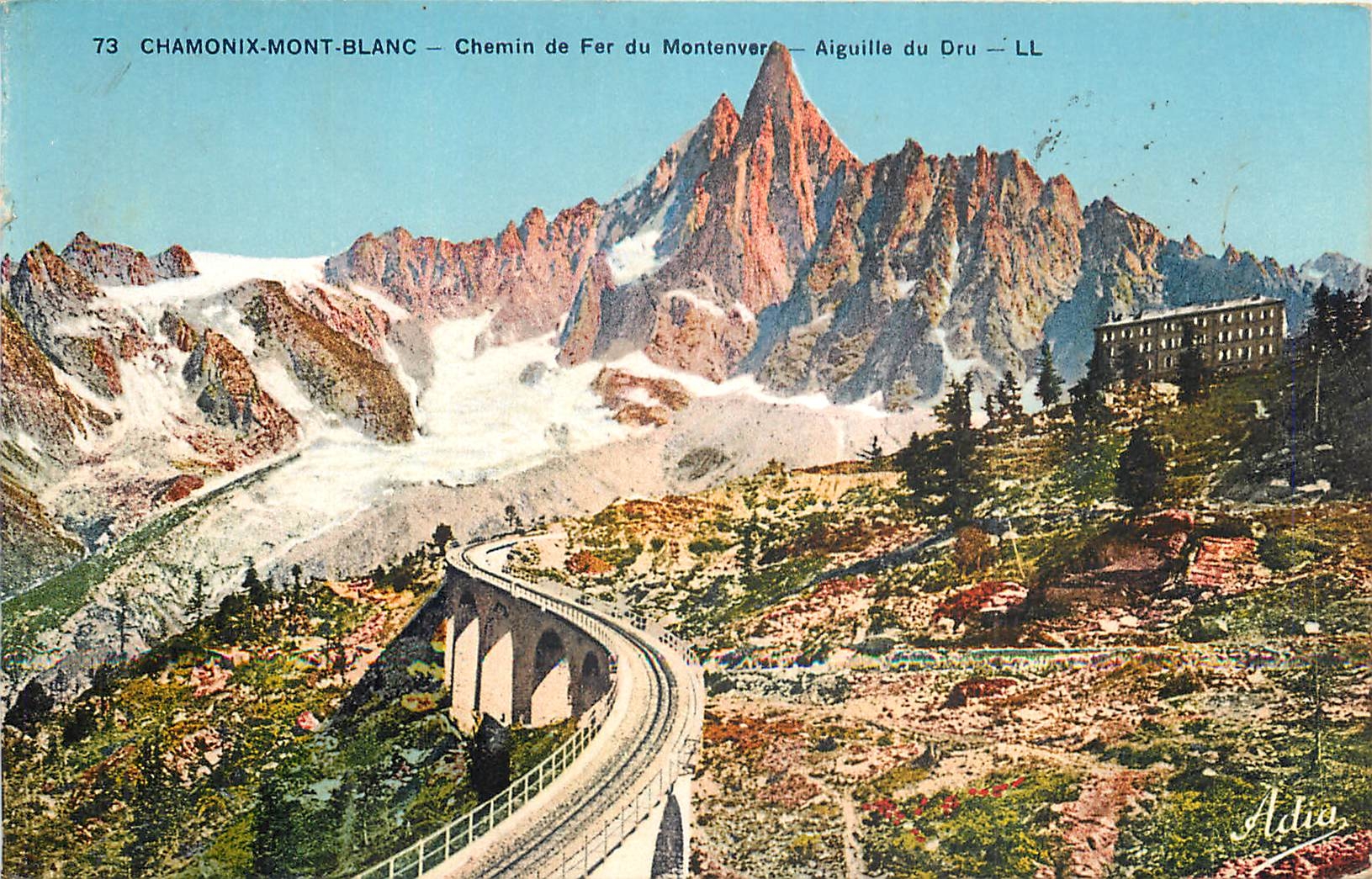 CPA Chamonix Mont Blanc chemin de fer du Montenver aiguille du Dru 