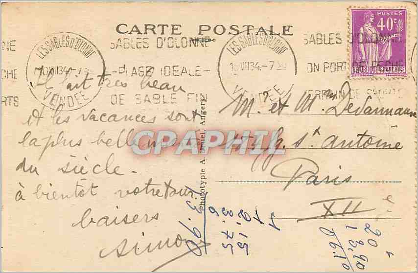 CPA Les Sables d'Olonne Vendee le gouffre du puits d'Enfer  — Rückseite