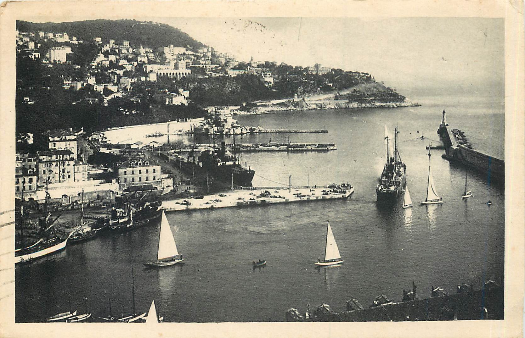 CPA Cote d'Azur artistique Nice le port et le Mont Boron 