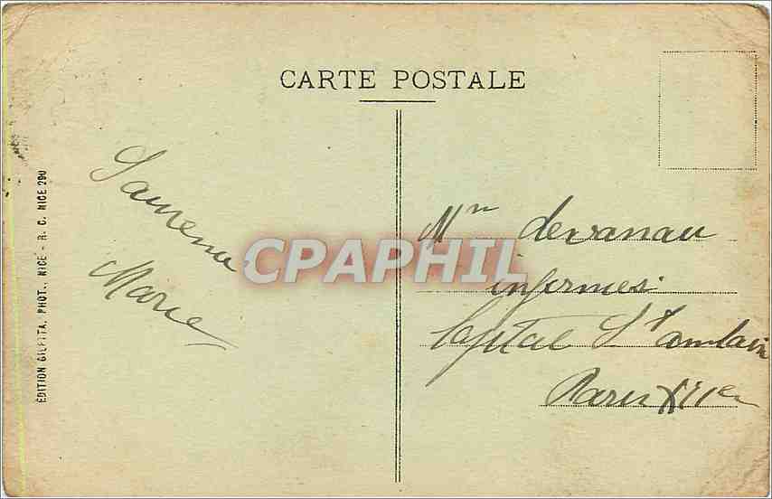 CPA Nice promenade des Anglais et palais de la jetee  — Rückseite
