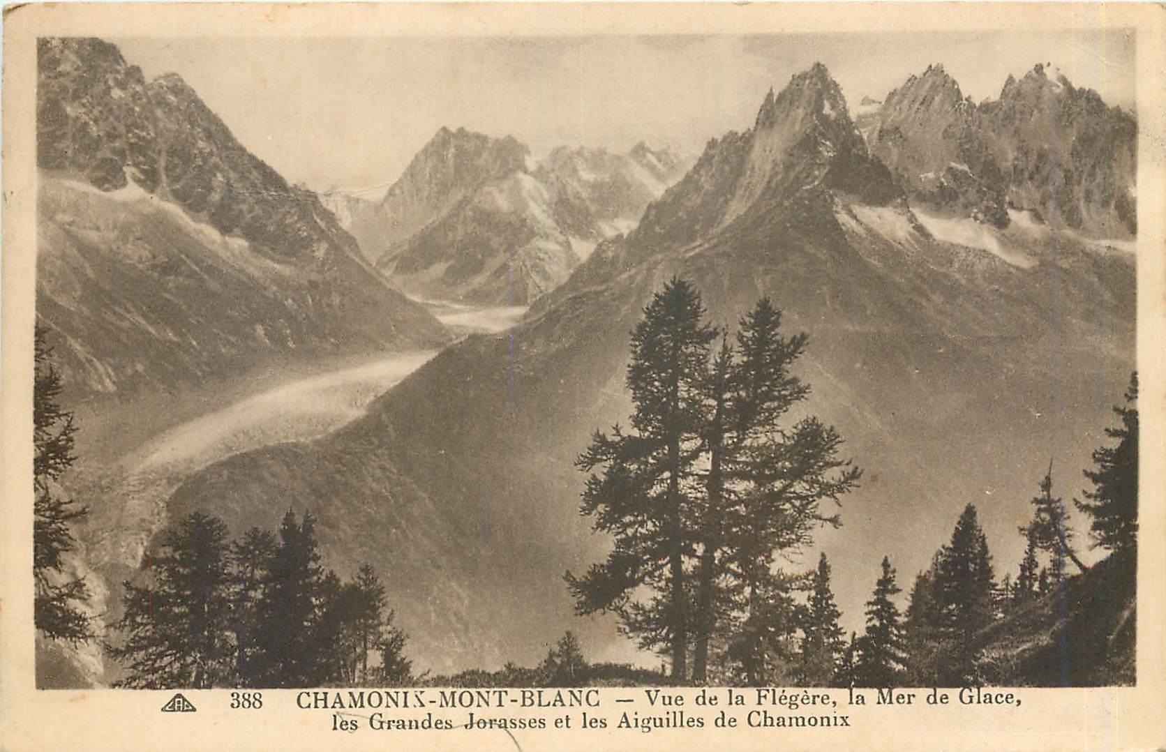 CPA Chamonix Mont Blanc vue de la Flegere la mer de glace les grandes Jorasses et les Aiguilles de C