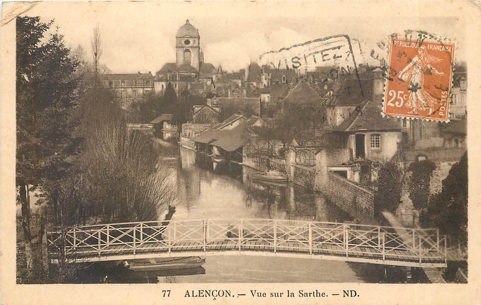 CPA Alencon vue sur la Sarthe 