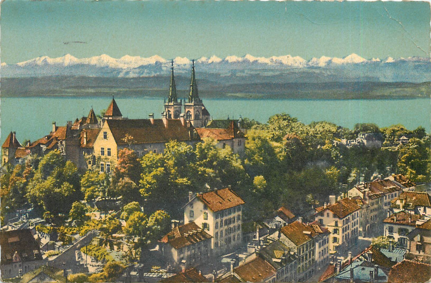 CPA Neuchatel le chateau et la cathedrale 