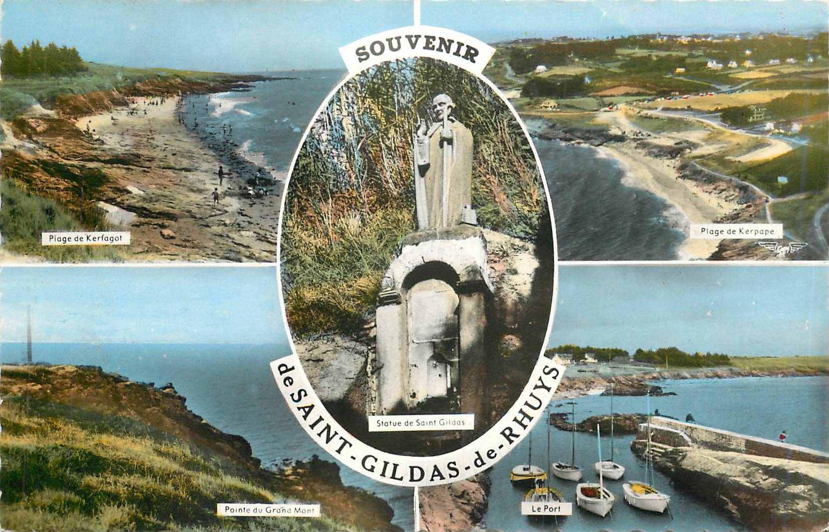 CPM Souvenir de Saint Gildas de Rhuys le port plage de Kerpape  Plage de Kerfagot Pointe du Grand Mo
