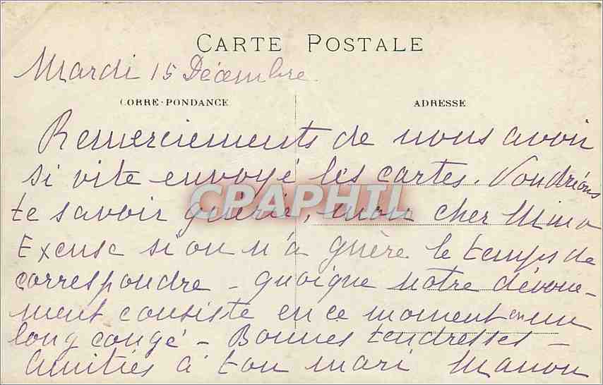 CARTE PHOTO Femme Chien Enfant — Rückseite