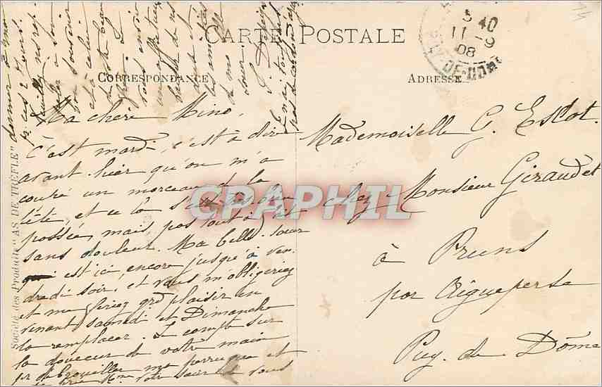 CARTE PHOTO Personnages — Rückseite