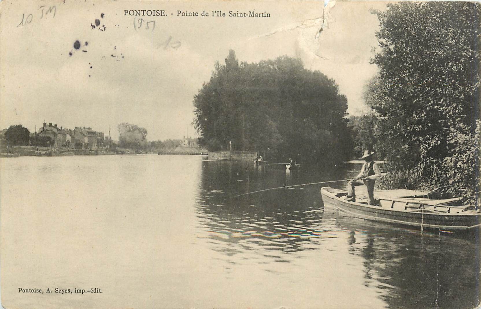 CPA Pontoise pointe de l'ille Saint Martin Peche Pecheur