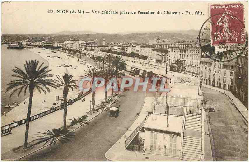 CPA Nice A M vue generale prise de l'escalier du chateau 
