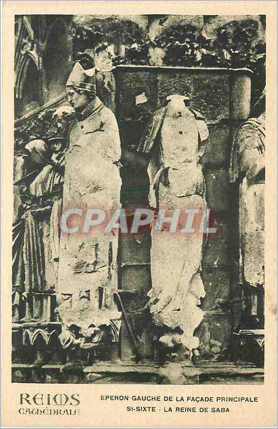 CPA Reims Cathedrale eperon gauche de la facade principale St Sixte la Reine de Saba 