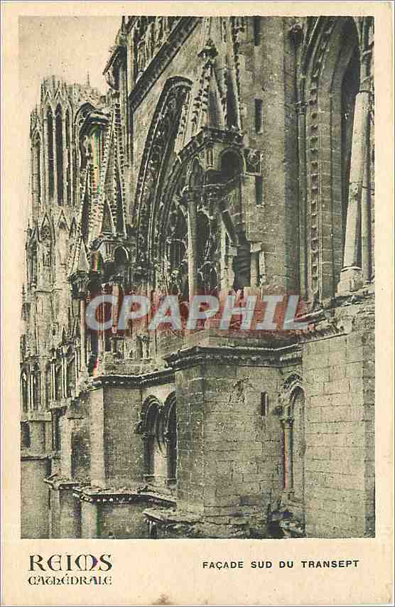 CPA Reims Cathedrale facade sur du transept 