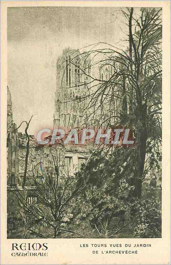 Régions Cathédrale — Les Tours vues du jardin de l'Archevêché — Éditeur Régions Cathédrale, N°16