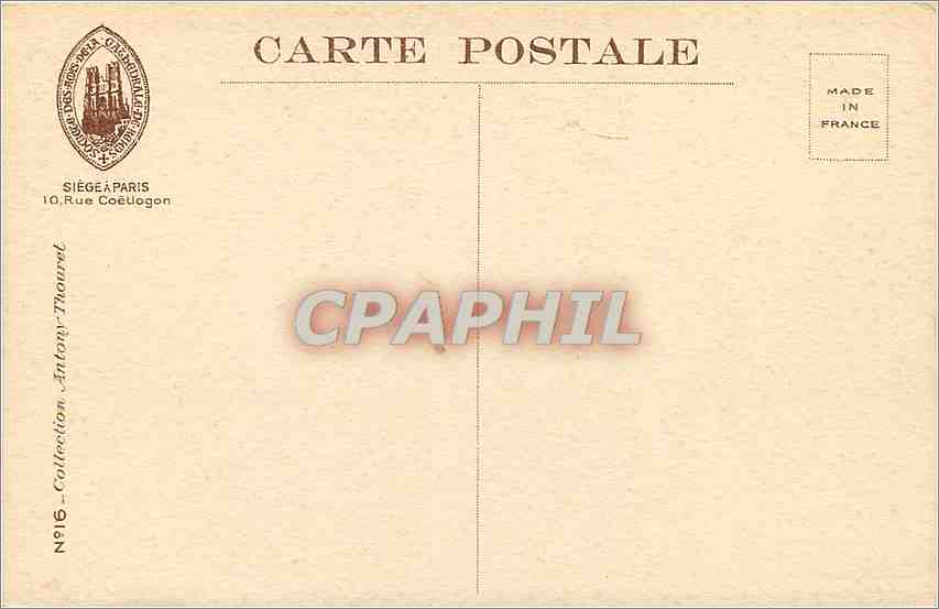 Régions Cathédrale — Les Tours vues du jardin de l'Archevêché — Éditeur Régions Cathédrale, N°16 — Verso