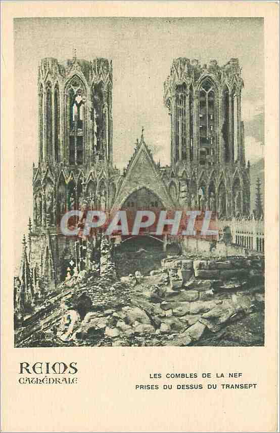 CPA Reims cathedrale les Combles de la Nef prises du Dessus du Transept 