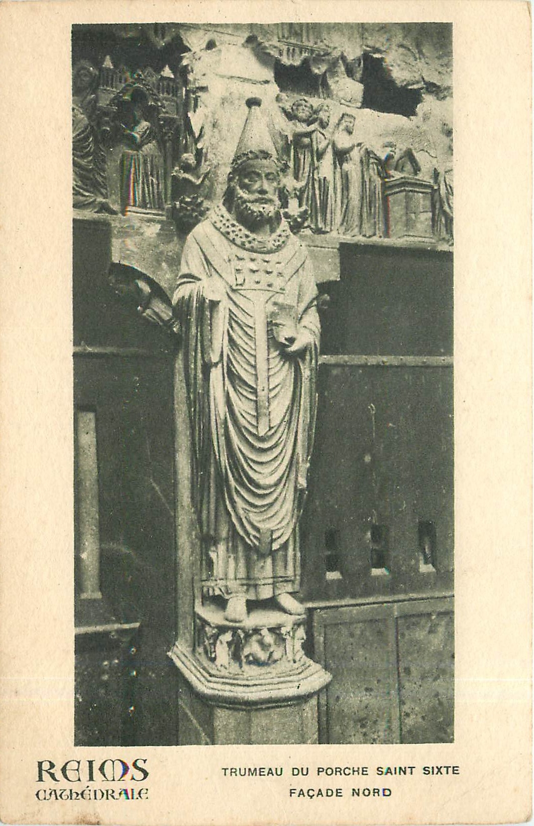 Reims - Cathédrale - Trumeau du porche Saint Sixte - Façade Nord