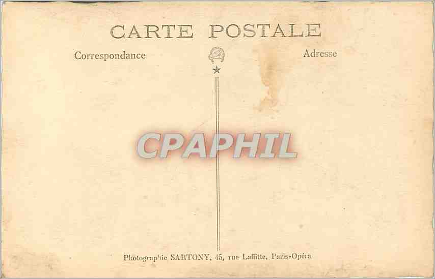 Couple en tenue de bal — époque 1880-1900 — Photographie SARTONY, 45 rue Lafitte, Paris-Opéra — Verso