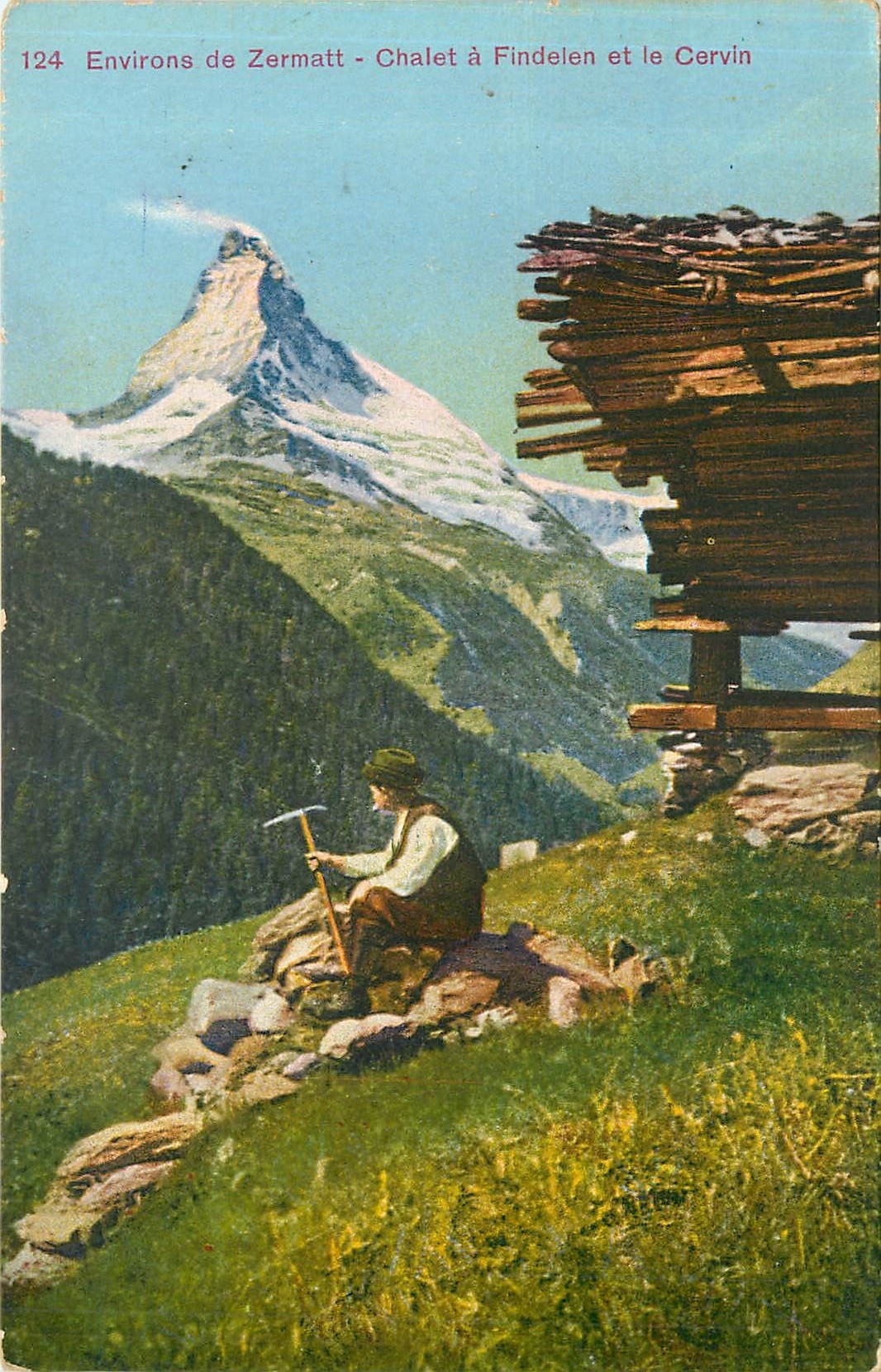 CPA Environs de Zermatt Chalet a Findelen et le Cervin 