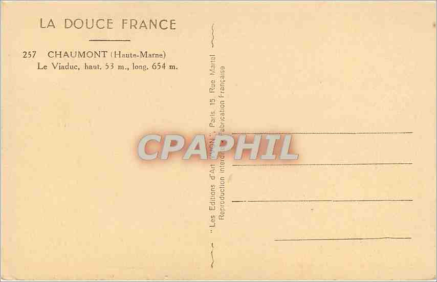 CPA Chaumont Haute Marne Le Viaduc  — Rückseite