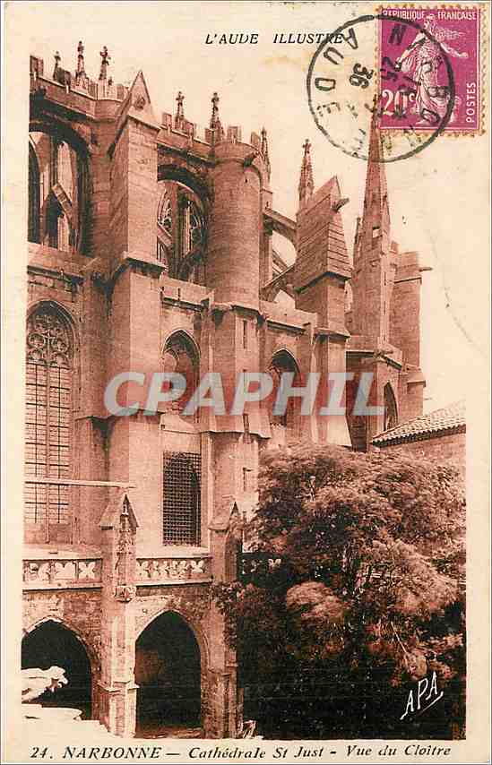 CPA L'Aude Narbonne Cathedrale St Just Vue du Cloitre 