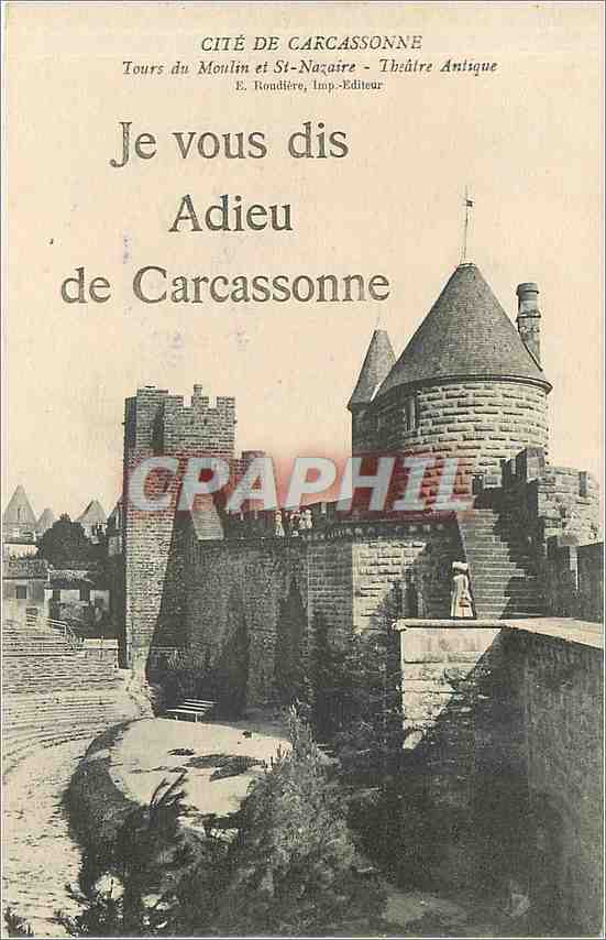 CPA Cite de Carcassonne Tours du Moulin et St Nazaire Theatre Antique 